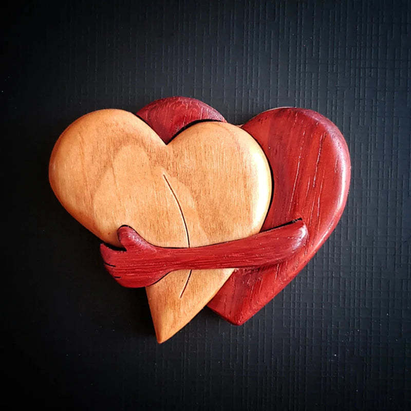 Loving Hearts Wood Intarsia Pinback Button-ilovevango