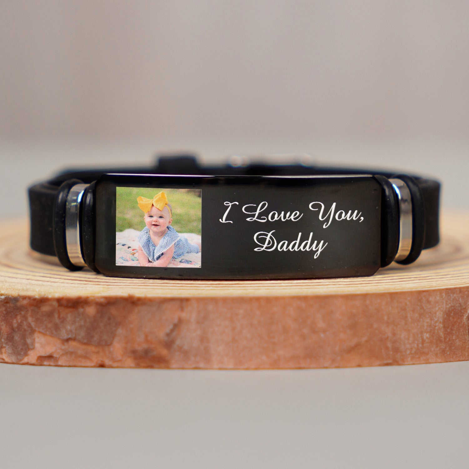Custom Photo We Love You - Birthday, Loving Gift For Husband, Dad, New Parent - Personalized Engraved Bracelet-ilovevango