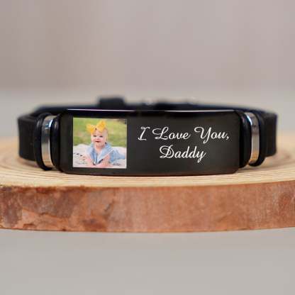 Custom Photo We Love You - Birthday, Loving Gift For Husband, Dad, New Parent - Personalized Engraved Bracelet-ilovevango