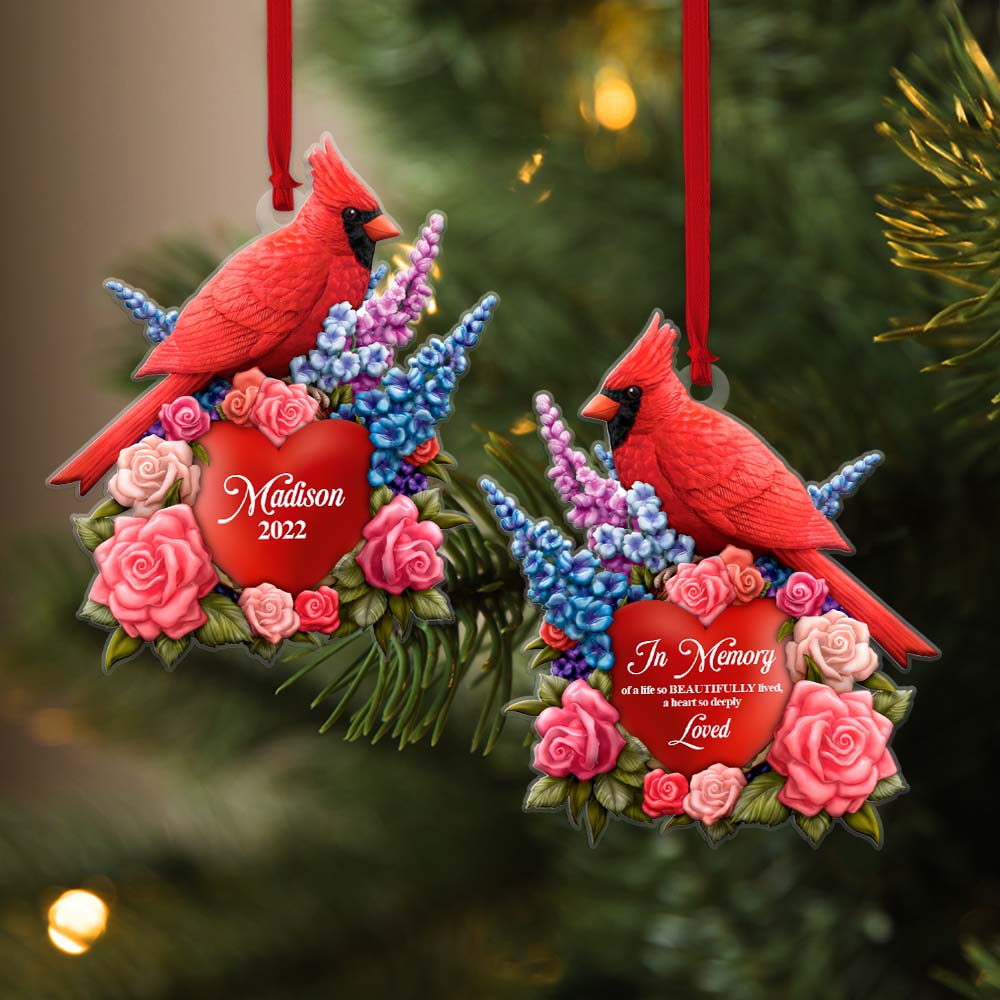 Personalized Cardinal Memorial Ornament, In Memory of A Life so Beautifully Lived