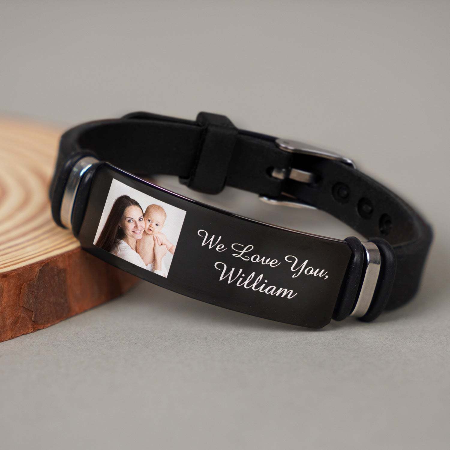 Custom Photo We Love You - Birthday, Loving Gift For Husband, Dad, New Parent - Personalized Engraved Bracelet-ilovevango