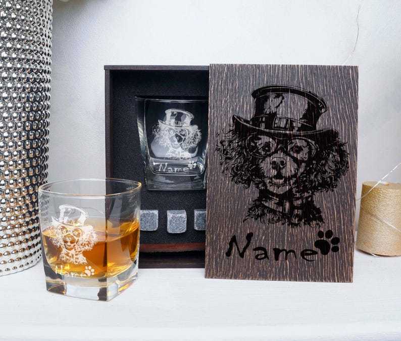 Personalized Pet Portrait Whiskey Rock Glass Box Set