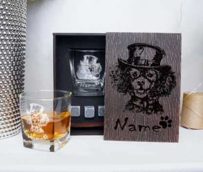 Personalized Pet Portrait Whiskey Rock Glass Box Set