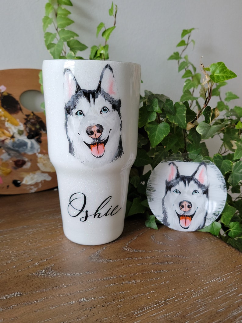 Personalized Hand Painted Pet Portrait Tumblers
