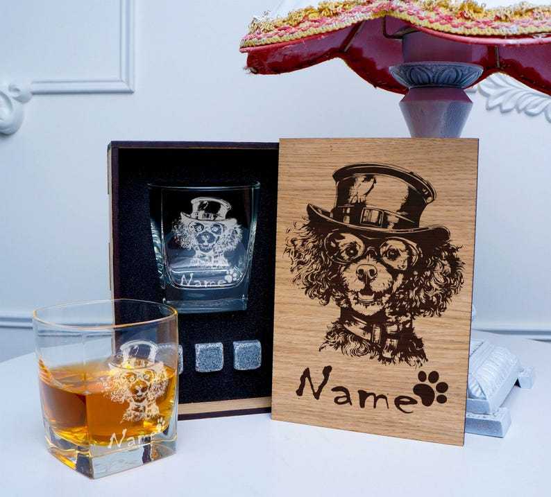 Personalized Pet Portrait Whiskey Rock Glass Box Set