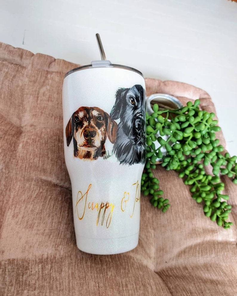 Personalized Hand Painted Pet Portrait Tumblers