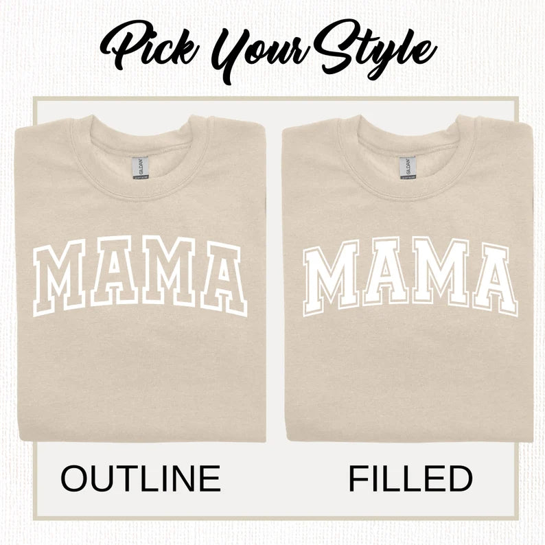 Mama Keepsake Sweatshirt with Puff Lettering, Personalized Kid Names on Sleeve, Mama Sweater, New Mom Gift-ilovevango