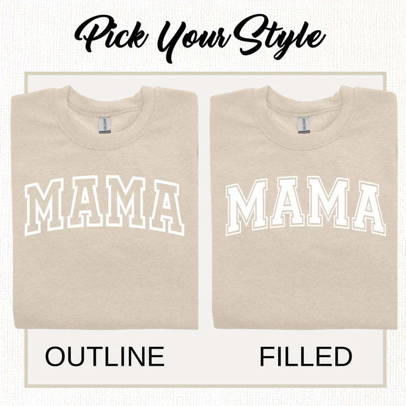 Mama Keepsake Sweatshirt with Puff Lettering, Personalized Kid Names on Sleeve, Mama Sweater, New Mom Gift-ilovevango