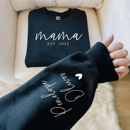 Minimalist Mama Sweatshirt with Date and Children Name-ilovevango