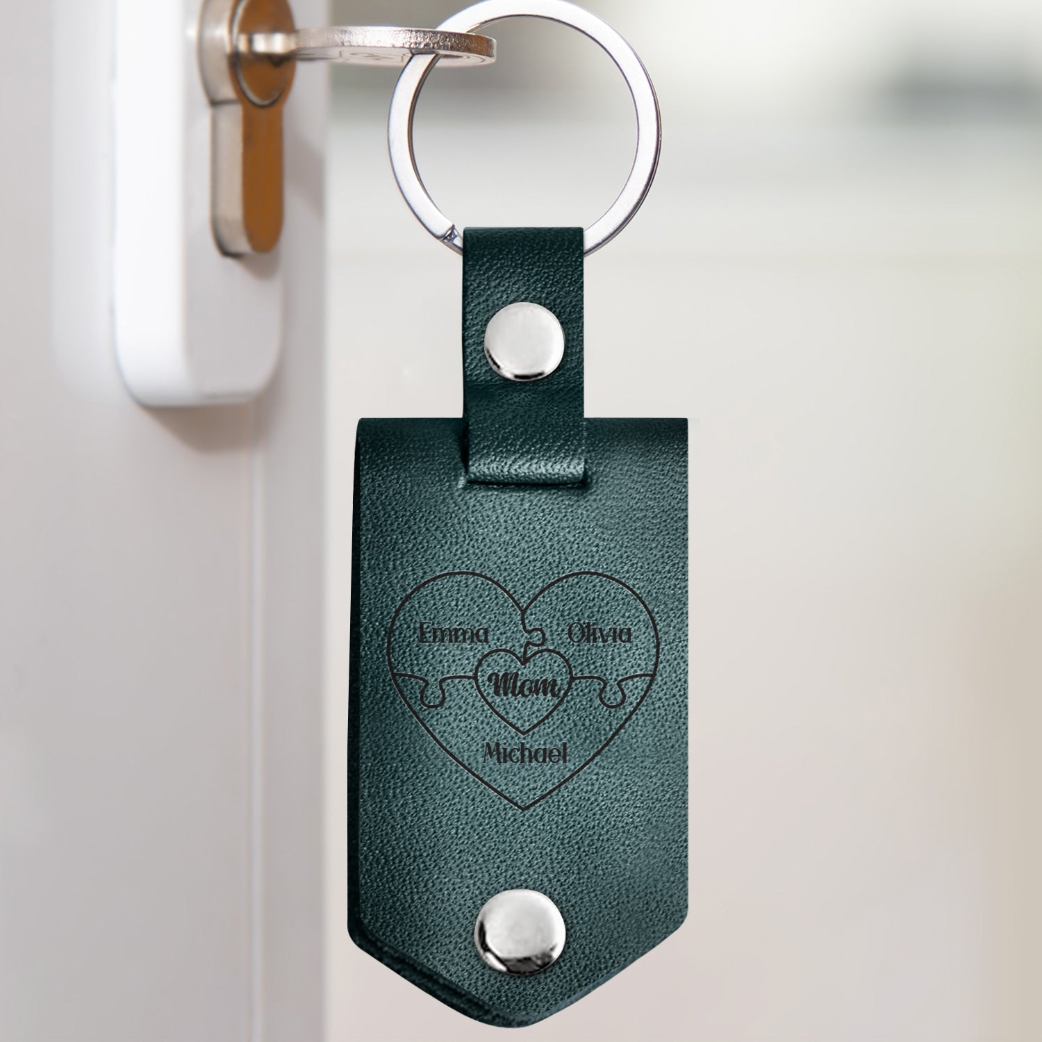 Custom Photo You Are The Piece Hold Us Together - Gift For Mom, Mother - Personalized Leather Photo Keychain-ilovevango
