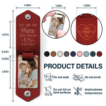 Custom Photo You Are The Piece Hold Us Together - Gift For Mom, Mother - Personalized Leather Photo Keychain-ilovevango