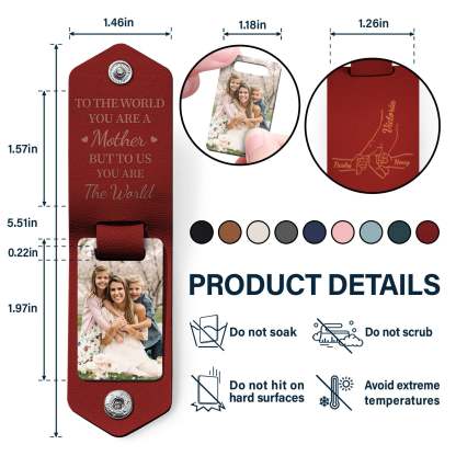 Custom Photo Mother Holds My Heart Forever - Gift For Mom, Mama - Personalized Leather Photo Keychain-ilovevango