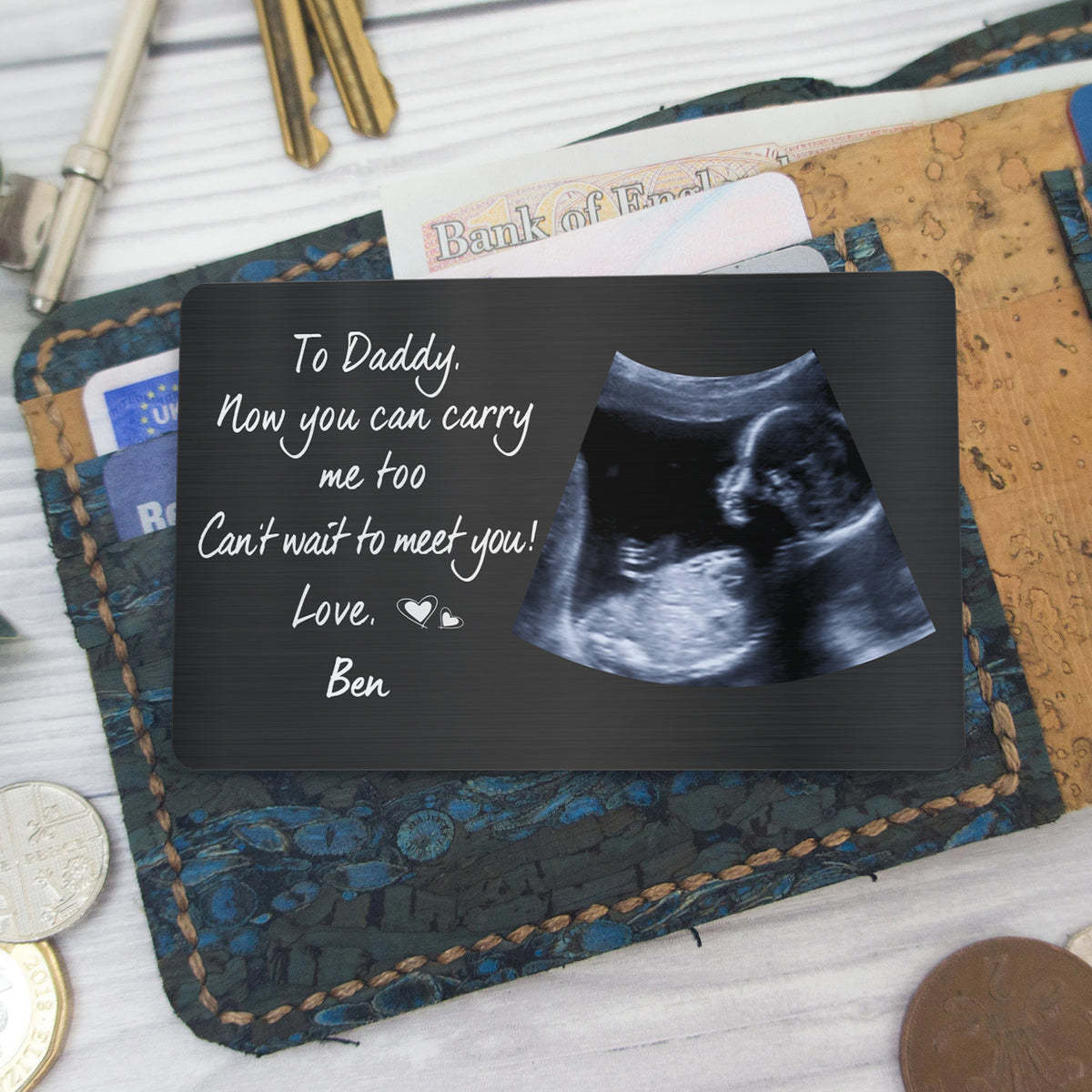 Custom Photo Now You Can Carry Me Too - Gift For Dad, Father, New Parents - Personalized Aluminum Wallet Card-ilovevango