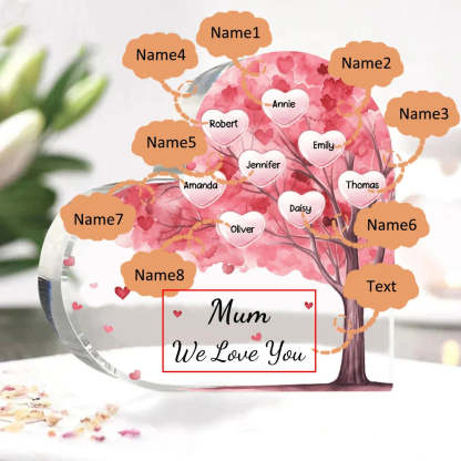 Personalized 1-10 Names And Text Pink Family Tree Family Acrylic Decorative Desk Decoration For Mother-ilovevango