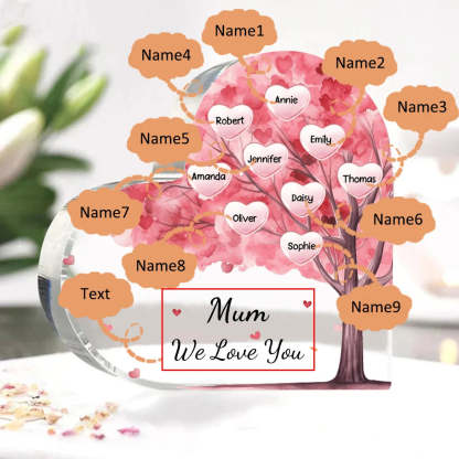 Personalized 1-10 Names And Text Pink Family Tree Family Acrylic Decorative Desk Decoration For Mother-ilovevango