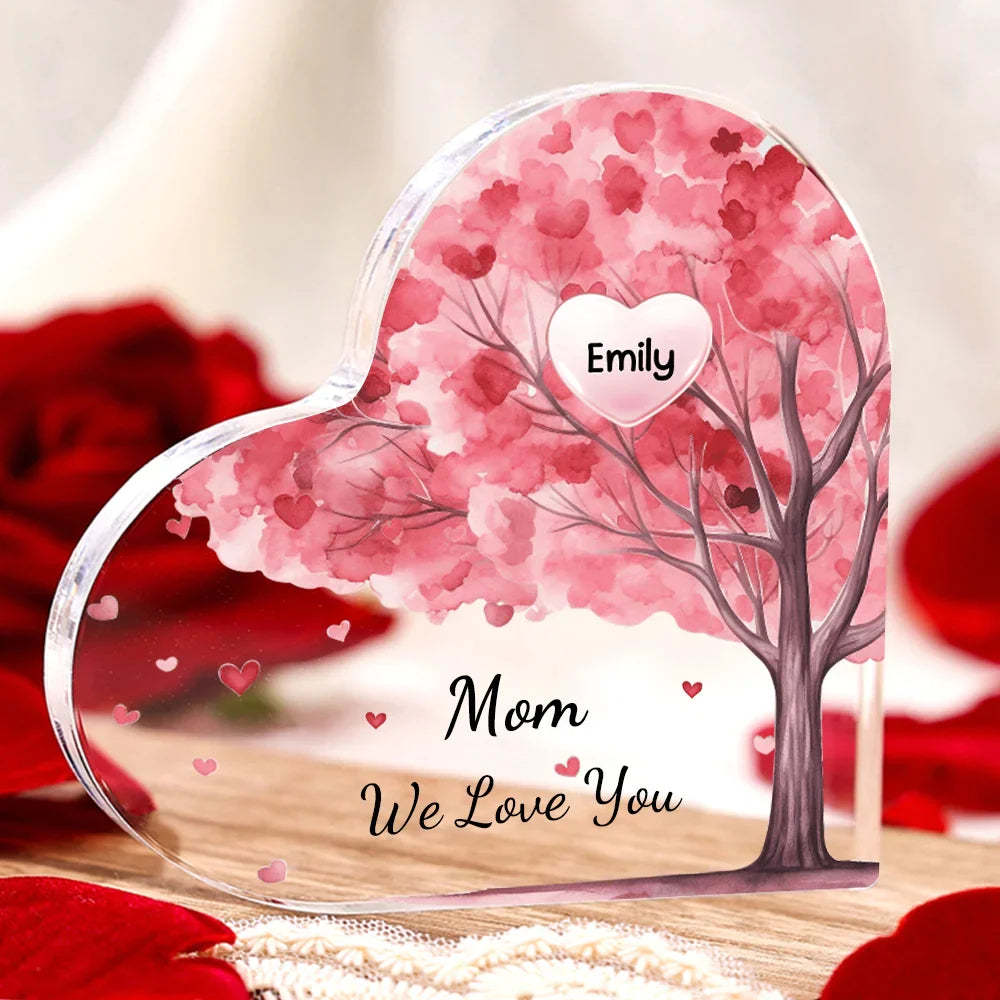 Personalized 1-10 Names And Text Pink Family Tree Family Acrylic Decorative Desk Decoration For Mother-ilovevango