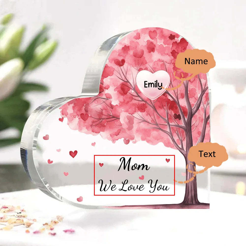 Personalized 1-10 Names And Text Pink Family Tree Family Acrylic Decorative Desk Decoration For Mother-ilovevango