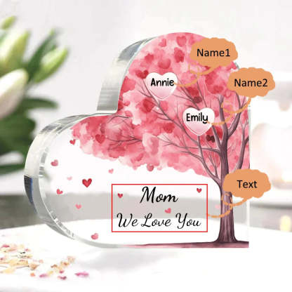 Personalized 1-10 Names And Text Pink Family Tree Family Acrylic Decorative Desk Decoration For Mother-ilovevango