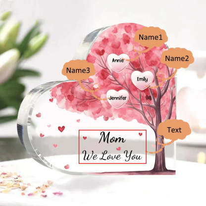 Personalized 1-10 Names And Text Pink Family Tree Family Acrylic Decorative Desk Decoration For Mother-ilovevango