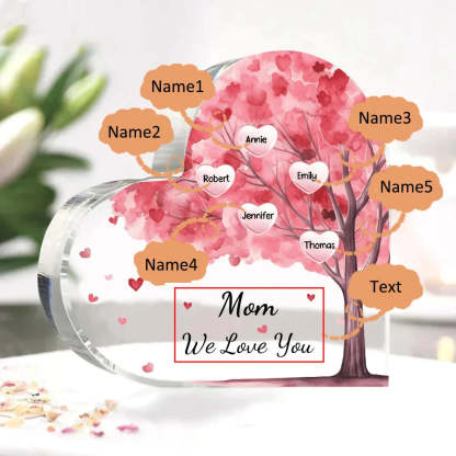 Personalized 1-10 Names And Text Pink Family Tree Family Acrylic Decorative Desk Decoration For Mother-ilovevango