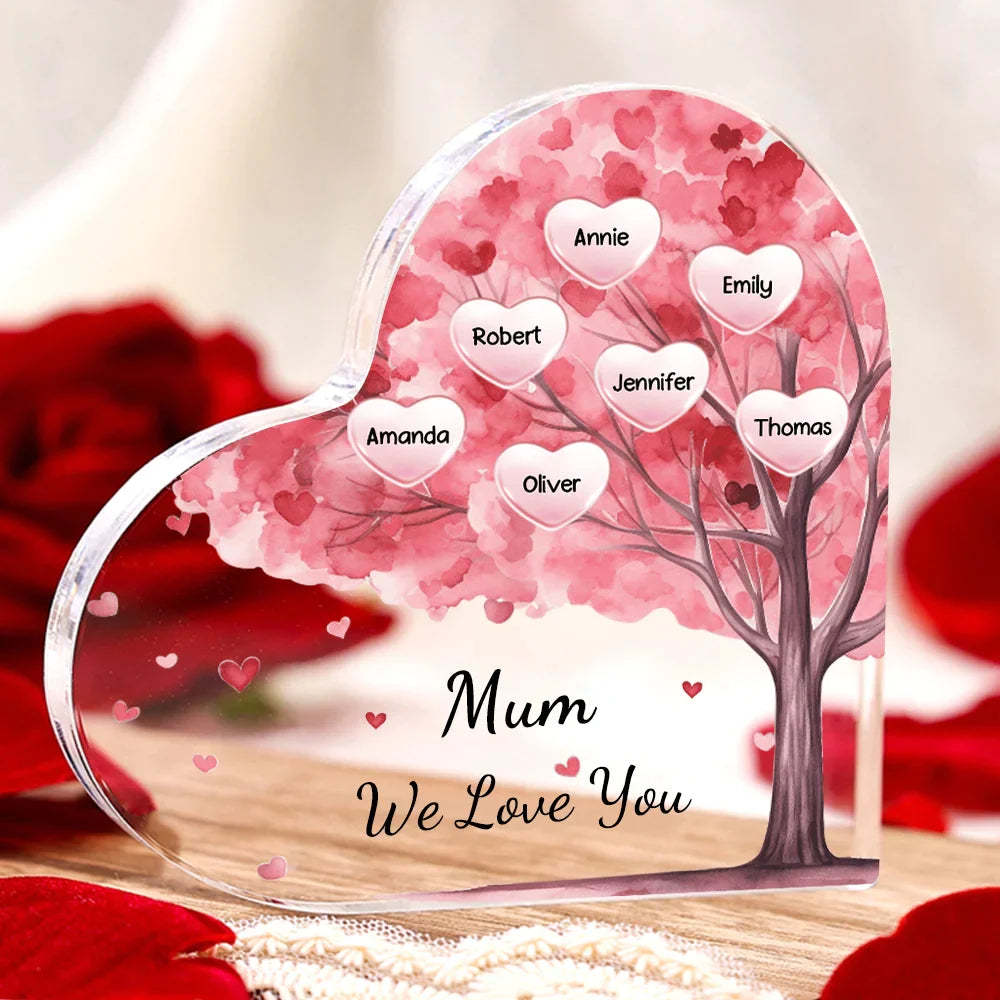 Personalized 1-10 Names And Text Pink Family Tree Family Acrylic Decorative Desk Decoration For Mother-ilovevango