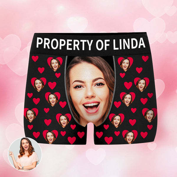 Custom Face with Heart Text Photo Boxer-ilovevango