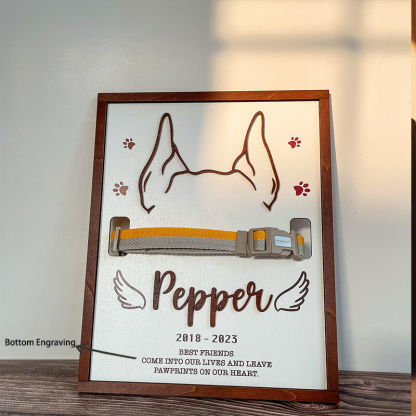 Personalized Pet Collar Frame Optional Pet Ear Style With Paw Print Memorial Gift