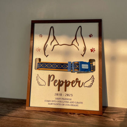 Personalized Pet Collar Frame Optional Pet Ear Style With Paw Print Memorial Gift