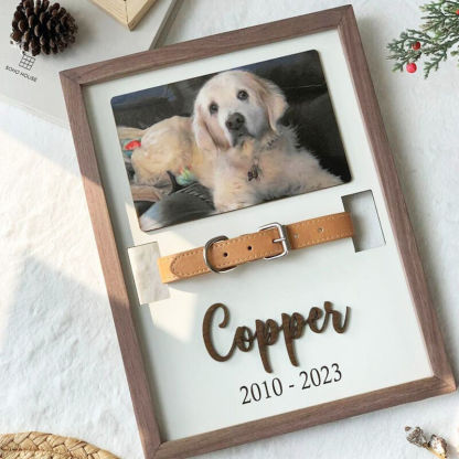 Personalized Pet Collar Photo Frame Memorial Gift For Pet Lovers-ilovevango