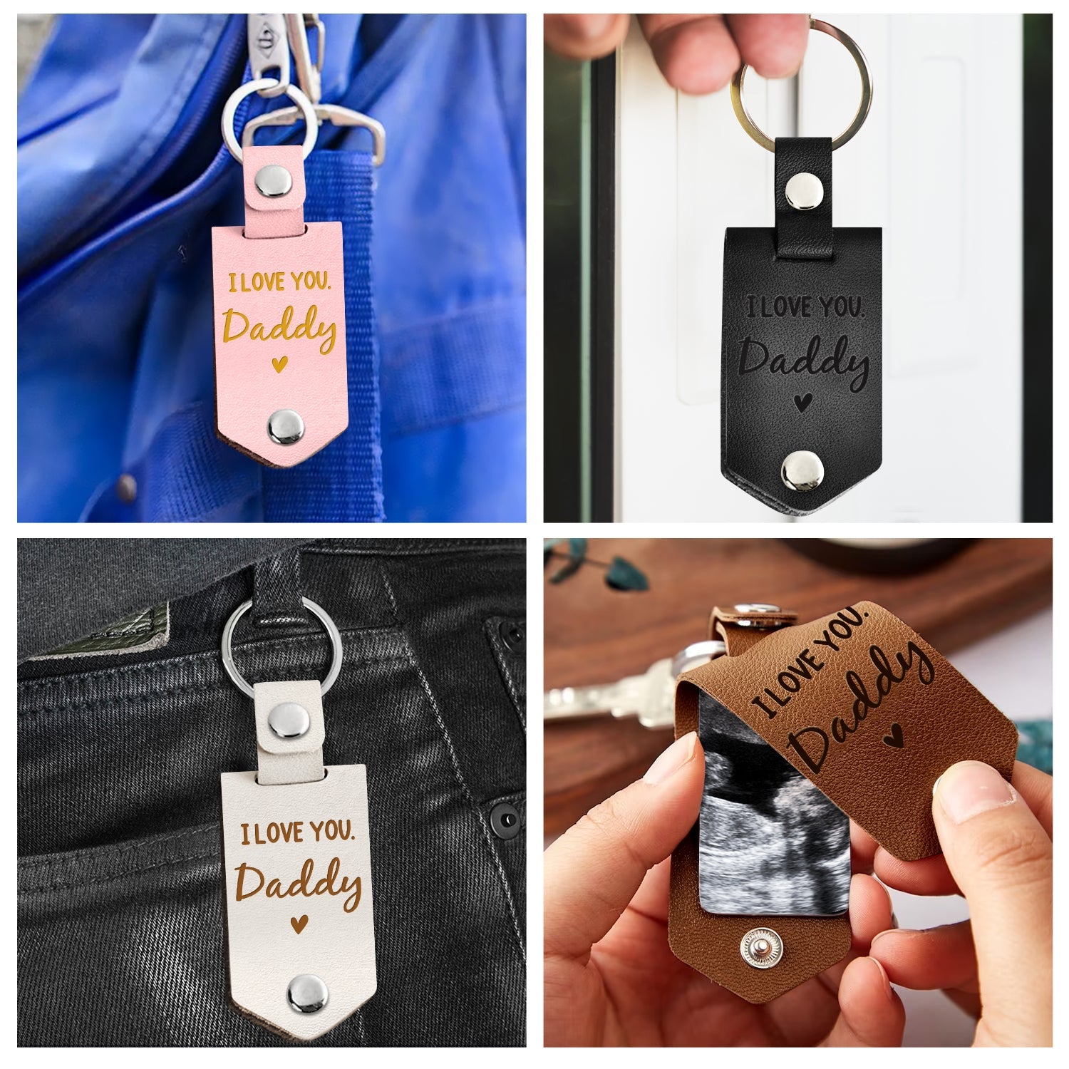 Custom Photo Now You Can Carry Me Too - Gift For Dad, Father, New Parents - Personalized Leather Photo Keychain-ilovevango
