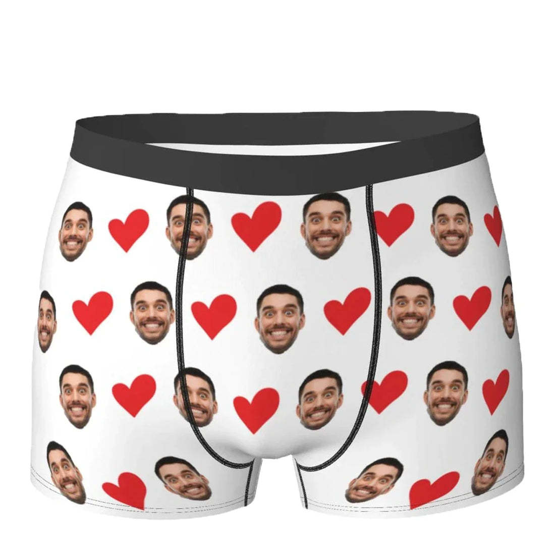 Custom Men's Boxer Custom Face with Heart Text Photo Boxer Gift For Boyfriend-ilovevango