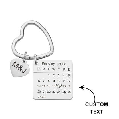 Anniversary Gifts Custom Calendar Keychain Heart Shape Keychain-ilovevango