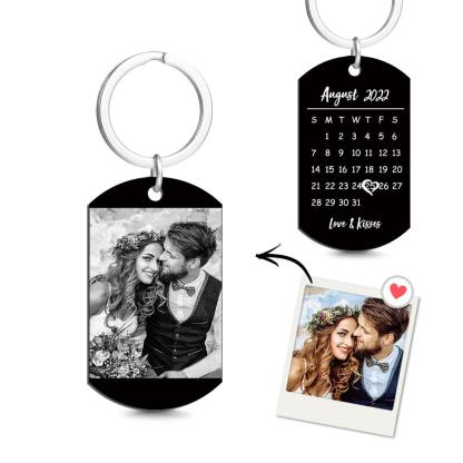 Personalized Keychain Photo Calendar Keychain Tag Keyring Gift For Couples-ilovevango