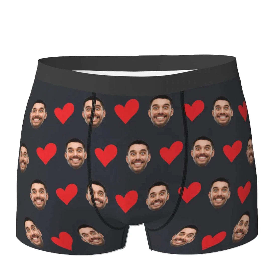 Custom Men's Boxer Custom Face with Heart Text Photo Boxer Gift For Boyfriend-ilovevango