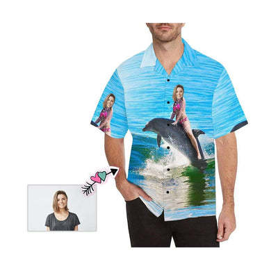 Customizable Hawaiian Shirts Create Your Own Hawaiian Shirt Sea Dolphin Photo Aloha Shirts Gift for Boyfriend or Husband-ilovevango