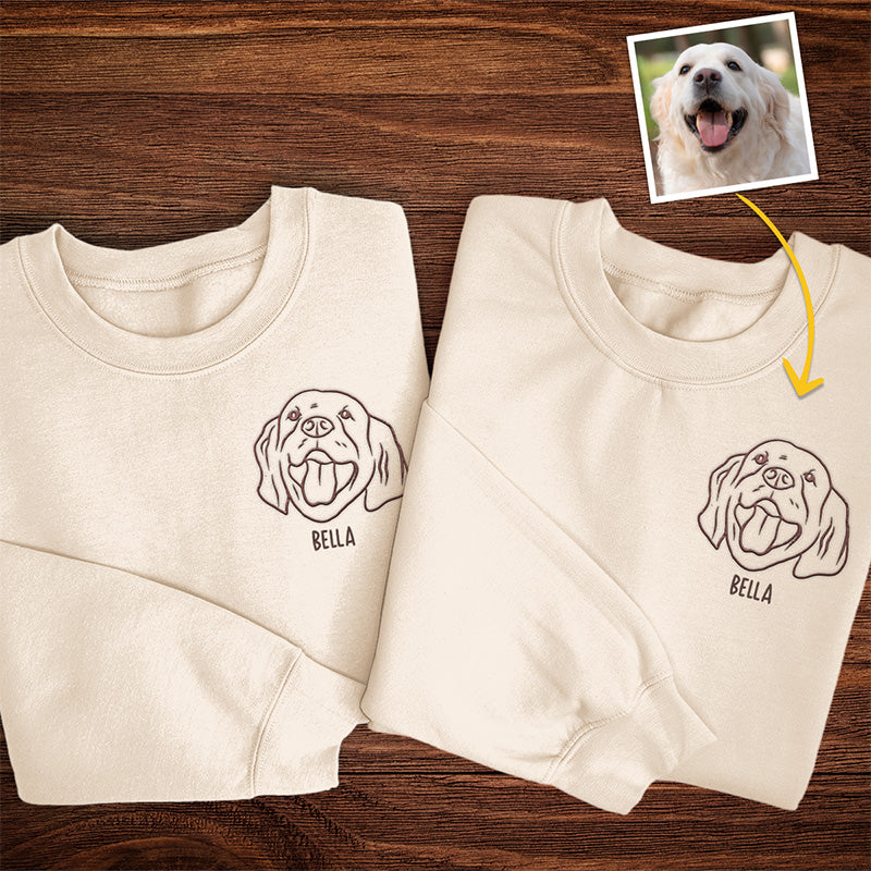 Personalized Custom Embroidered T-shirt, Sweatshirt Custom Photo Furry Friend, Forever Companion - Dog & Cat - Gift For Pet Owners, Pet Lovers-ilovevango