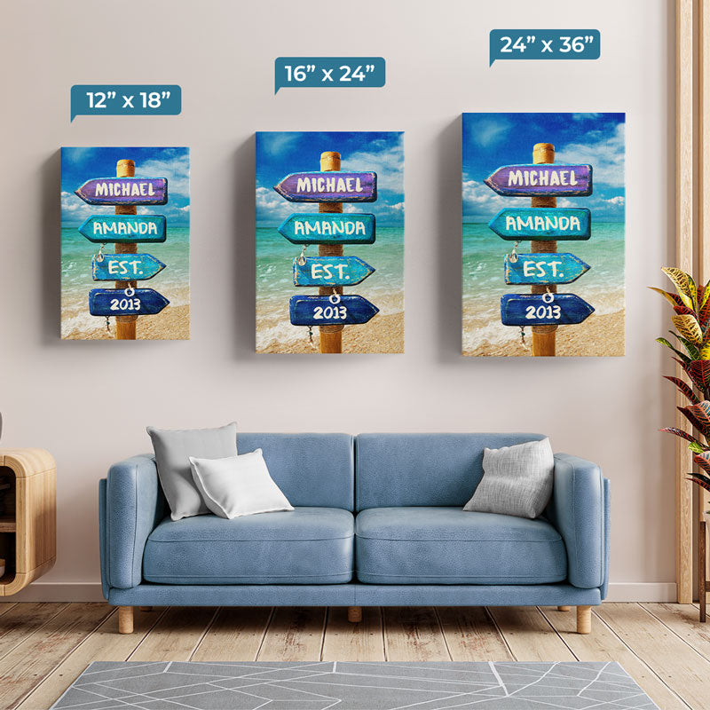 Love You To The Beach And Back - Couple Personalized Custom Vertical Canvas - Gift For Husband Wife, Anniversary-ilovevango