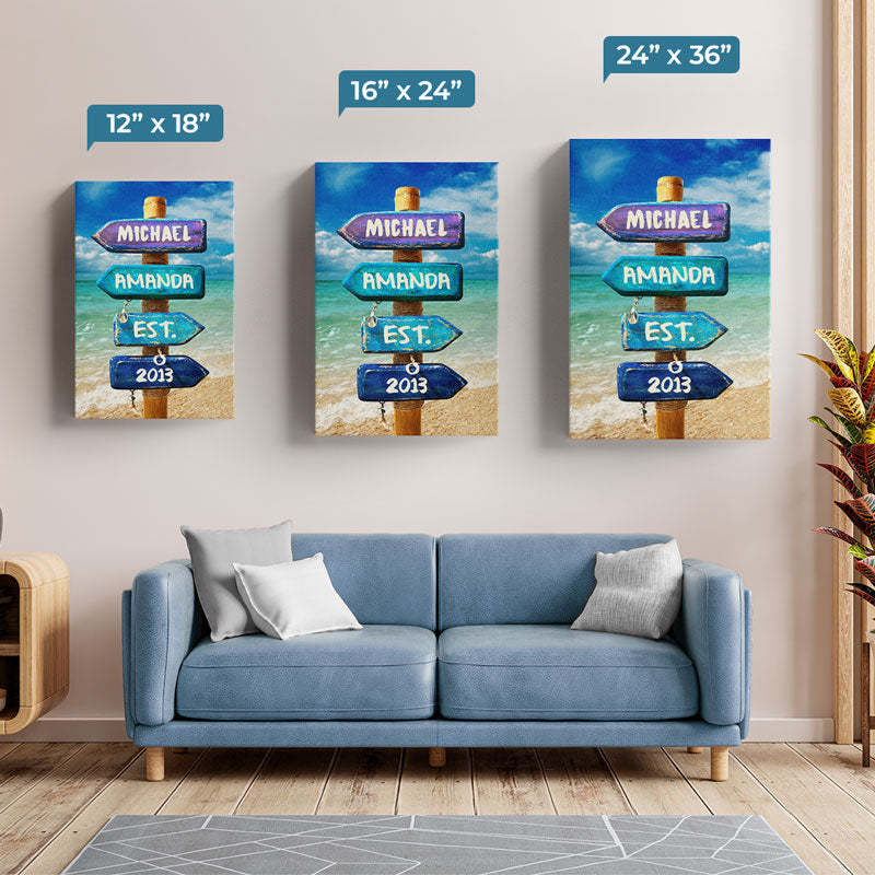 Love You To The Beach And Back - Couple Personalized Custom Vertical Canvas - Gift For Husband Wife, Anniversary-ilovevango