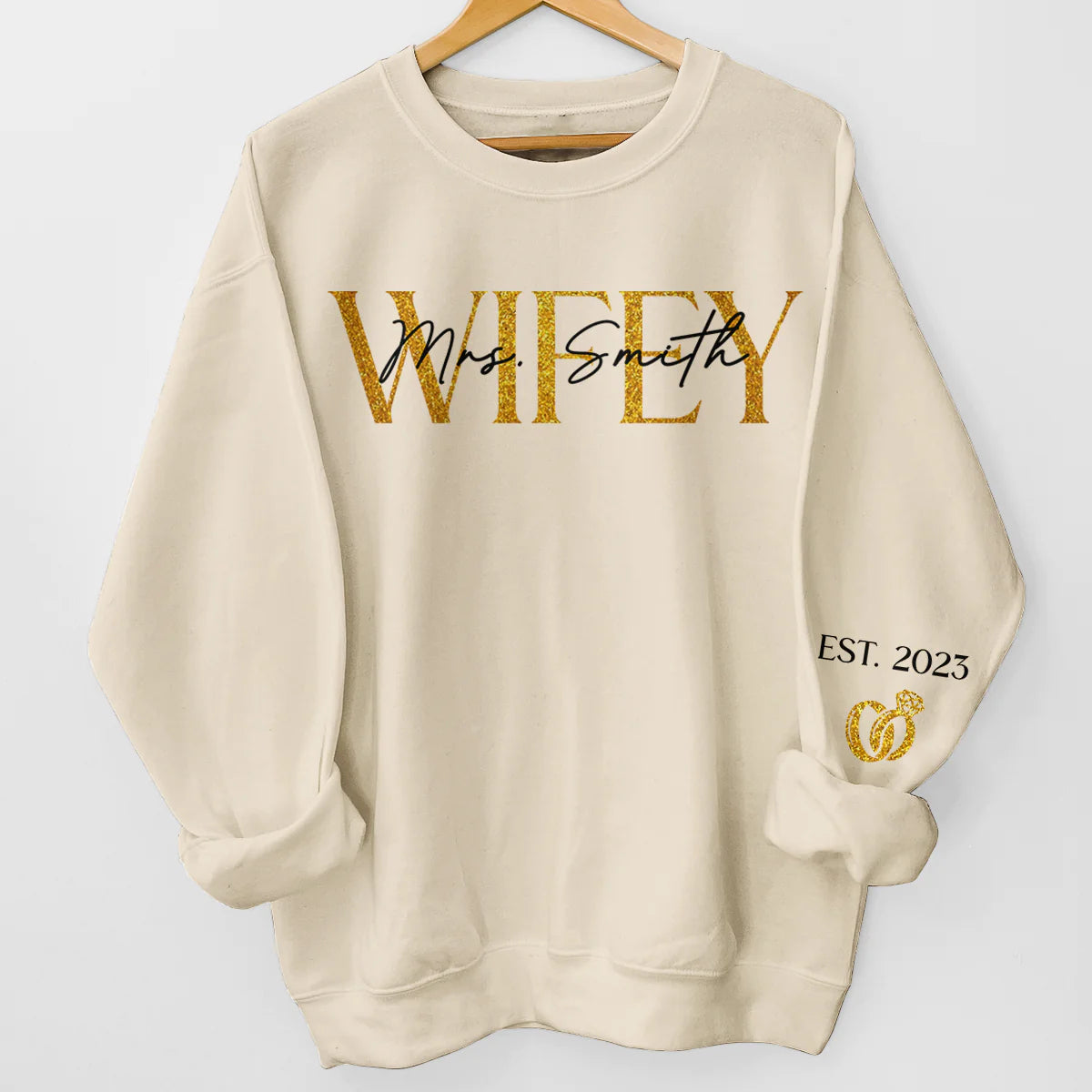 Anniversary Gift The Love Of My Life My Wifey - Couple Personalized Custom Sweatshirt With Design On Sleeve - Gift For Wife-ilovevango