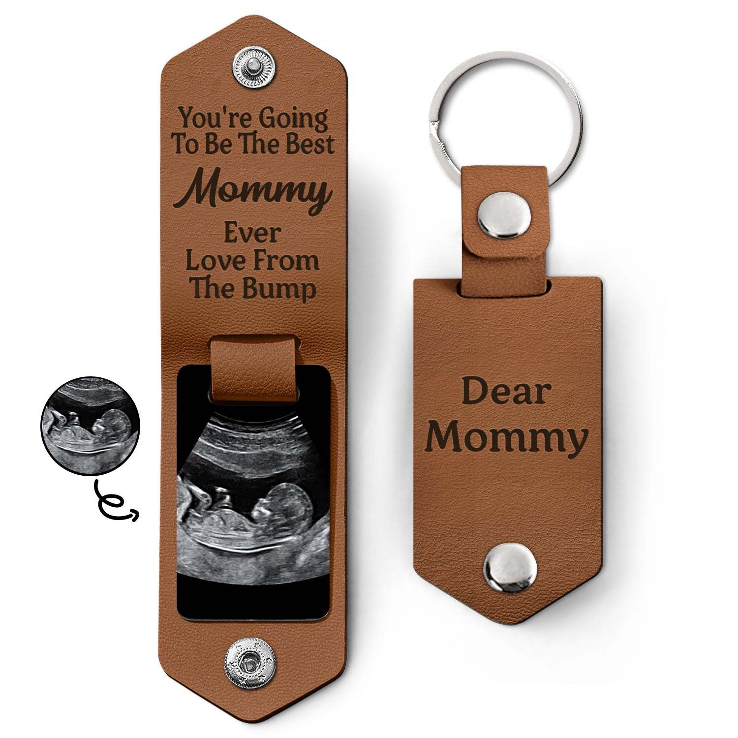 Custom Photo Going To Be The Best - Gift For Mom, Dad, New Parents - Personalized Leather Photo Keychain-ilovevango