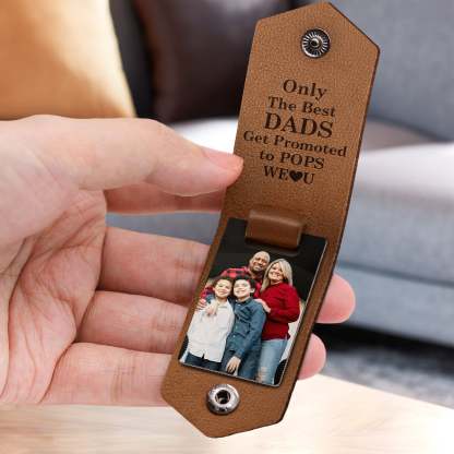 Custom Photo Only The Best Dad - Gift For Grandpa - Personalized Leather Photo Keychain