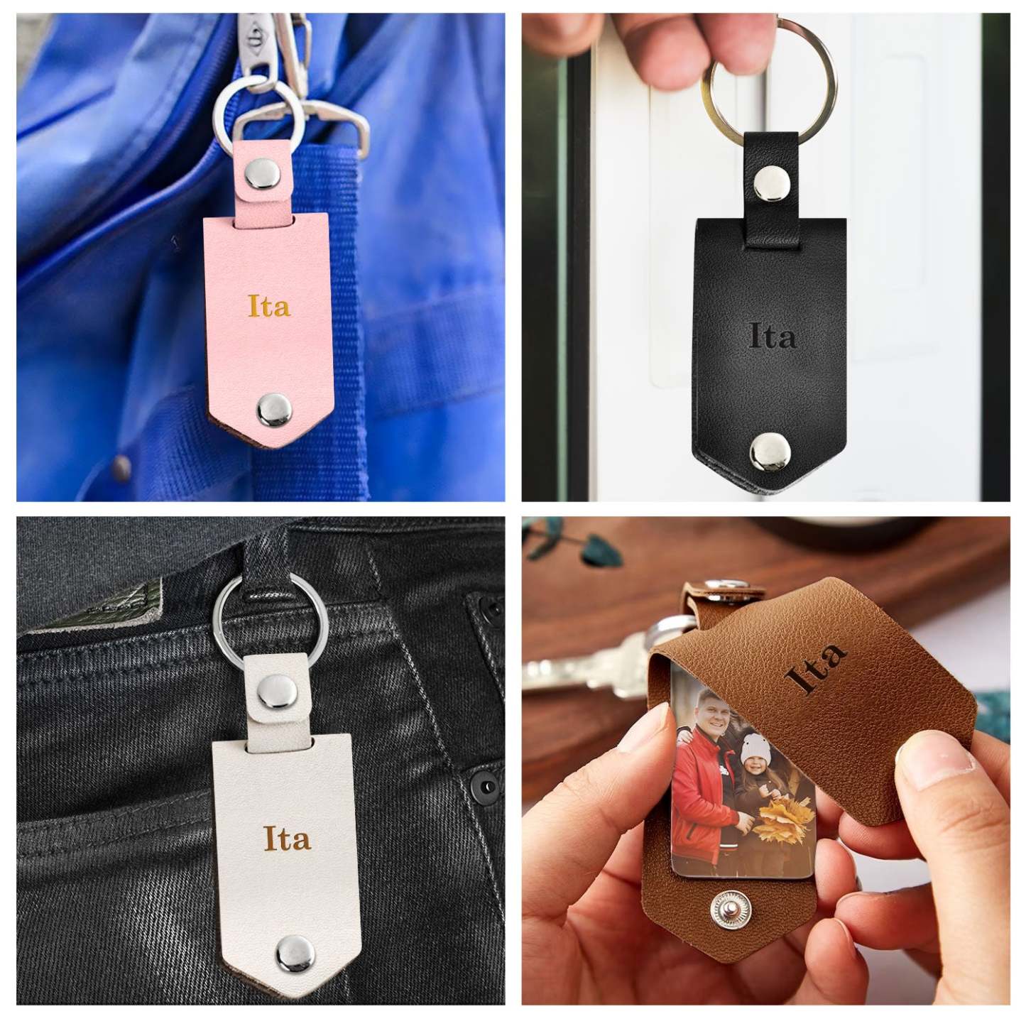 Custom Photo Only The Best Dad - Gift For Grandpa - Personalized Leather Photo Keychain