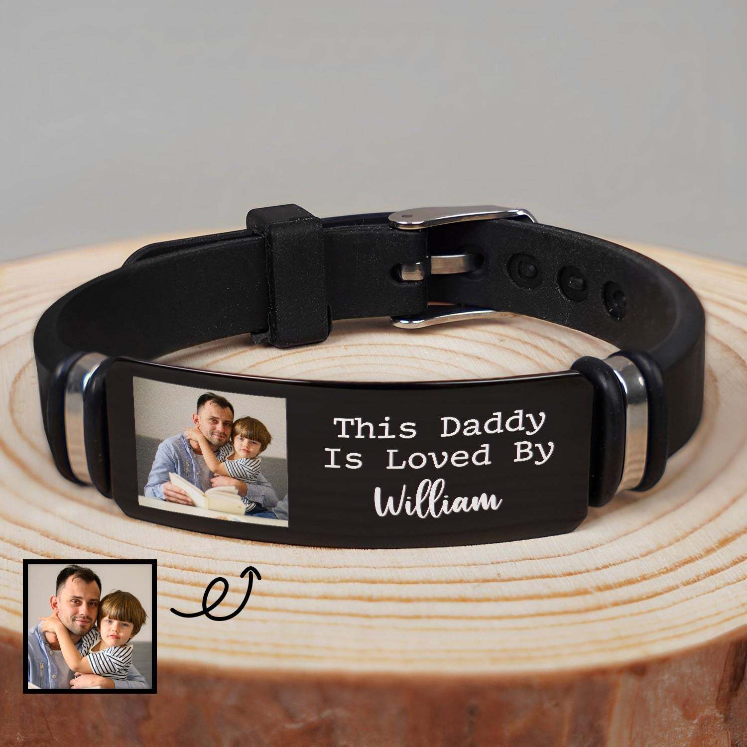 Custom Photo I Love You Daddy - Gift For Father - Personalized Engraved Bracelet-ilovevango
