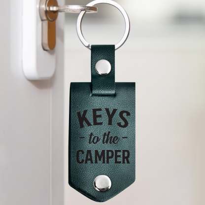 Custom Photo Keys To The Camper - Gift For Camping Lovers - Personalized Leather Photo Keychain