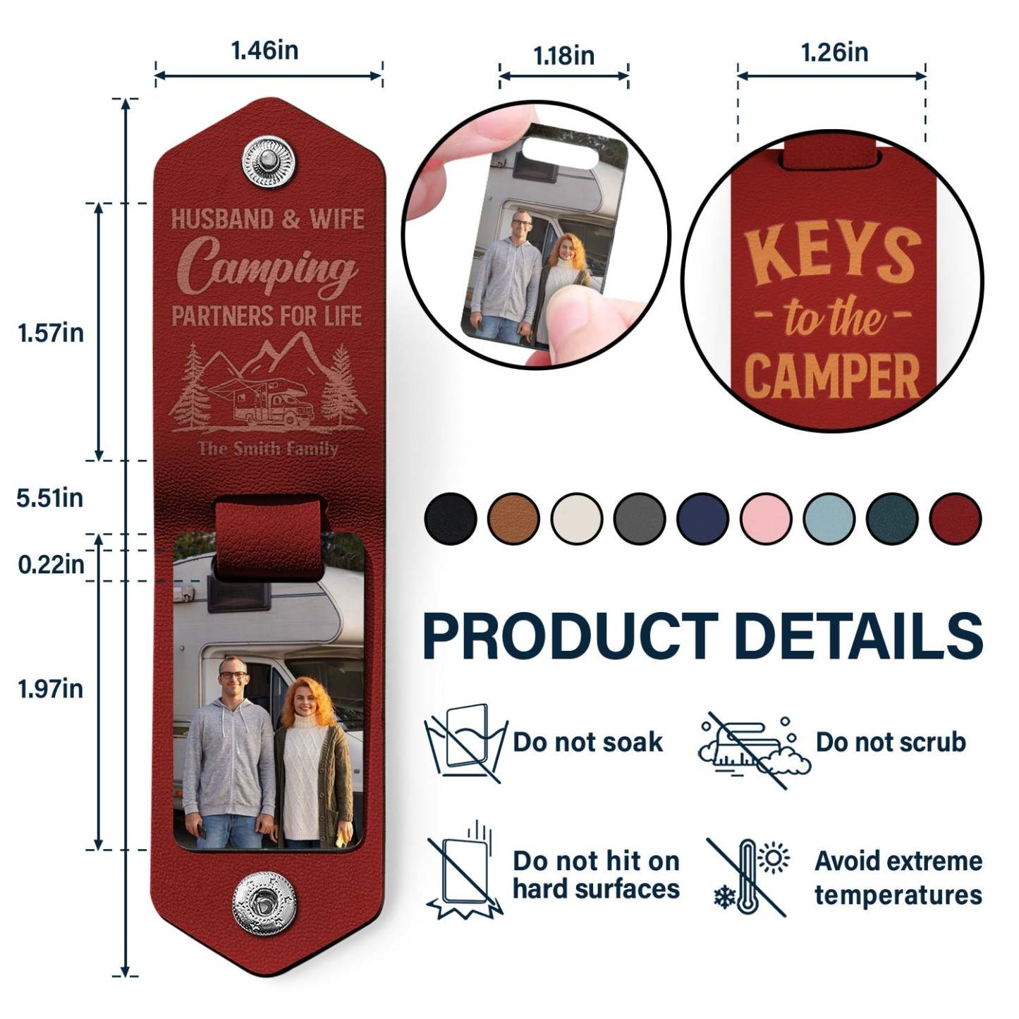 Custom Photo Keys To The Camper - Gift For Camping Lovers - Personalized Leather Photo Keychain