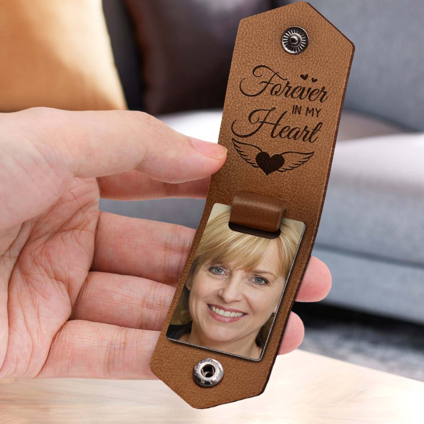 Custom Photo I Will Carry You Until I Can See You Again - Memorial Gift For Family - Personalized Leather Photo Keychain-ilovevango