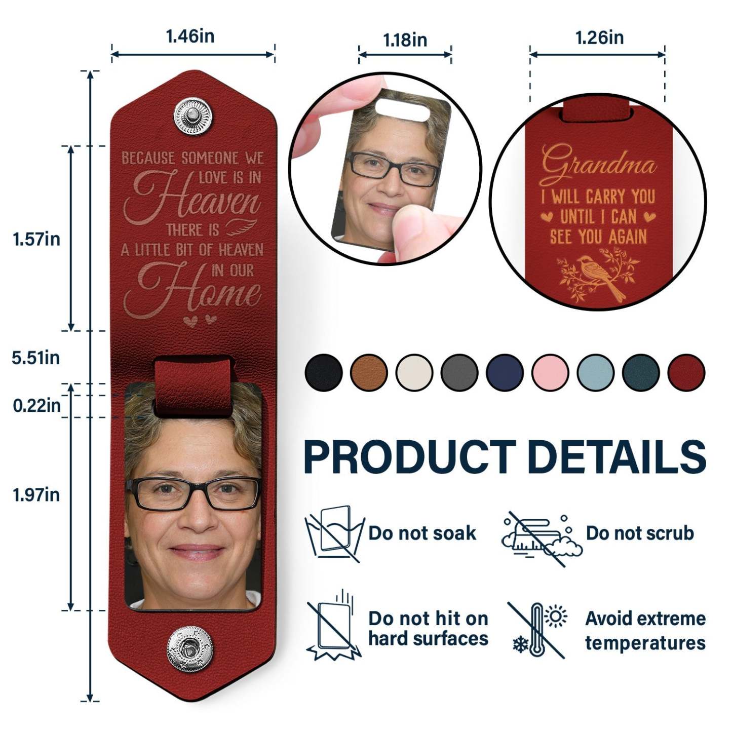 Custom Photo I Will Carry You Until I Can See You Again - Memorial Gift For Family - Personalized Leather Photo Keychain-ilovevango