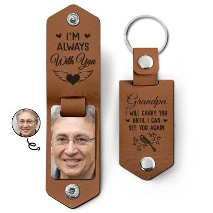 Custom Photo I Will Carry You Until I Can See You Again - Memorial Gift For Family - Personalized Leather Photo Keychain-ilovevango
