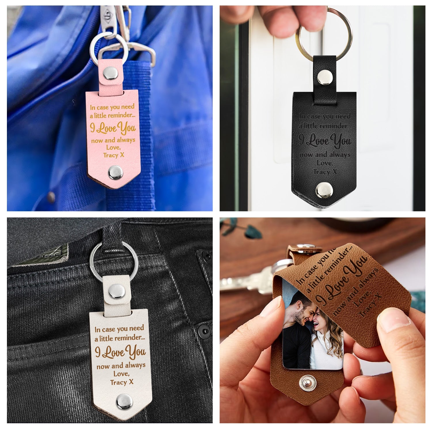 Custom Photo In Case You Need A Little Reminder - Gift For Couples, Husband, Wife - Personalized Leather Photo Keychain-ilovevango