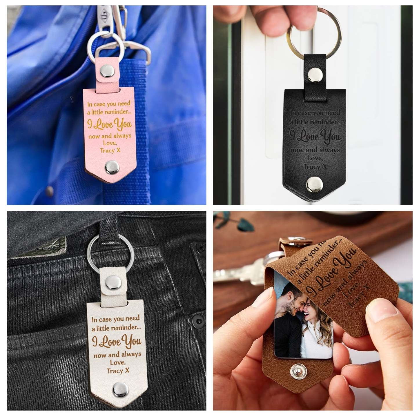 Custom Photo In Case You Need A Little Reminder - Gift For Couples, Husband, Wife - Personalized Leather Photo Keychain-ilovevango
